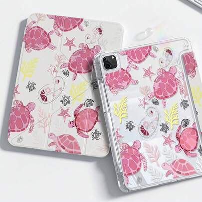 Ốp lưng acrylic trong suốt hai mặt hình rùa biển hồng, sao biển và hoa hoạt hình tinh tế và đáng yêu này có khả năng chống sốc và tương thích với iPhone 7 và 8 thế hệ (10.2 inch). Ốp lưng cho iPhone 10 có khe cắm bút tích hợp và hỗ trợ chức năng bật/tắt màn hình. Đây là lựa chọn lý tưởng cho quà tặng dịp lễ và năm mới.