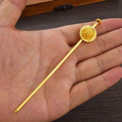 1pc Golden Color Classic Minimalist Hollow Flower Design Hair Clip, Middle Eastern Daily Women Hair Accessory, African Arabian Girl Birthday Party Wedding Jewelry Gift