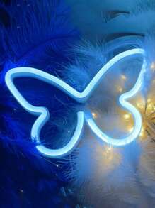 1 Stück Heim-Dekor LED Schmetterling Neon Licht, USB/Batterie Dual Stromversorgung mit 2 Haken, geeignet für Schlafzimmer Wanddekoration, Wohnzimmer Dekoration, Hintergrundwände Dekoration, Geburtstagsfeiern Dekoration, Abschlussfeiern Dekoration, Wachstums-Jahrestage Dekoration Schmetterling Neon Leuchtschild