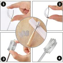 Pisau Pemotong Adonan Roti, Pisau Pemotong Adonan Roti Stainless Steel, Alat Pemotong Adonan Roti Premium, Alat Pemotong Roti dengan 5 Mata Pisau Cukur - MultiWarna - View 3