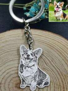 DHQH Personalized Pet Photo Necklace Carving Pet Pendant Gift Handmade Custom Dog And Cat Keychain Memory Jewelry Image Pendant