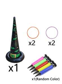 11 Stück/6 Stück/4 Stück Halloween Ring Wurfspiel Set, Halloween aufblasbarer Hexenhut Ring Wurfspiel Set, aufblasbarer Reifen Spielzeuge, für Horror Party, Innen-/Außenbereich Spiele, Hexen-Themen Feiertagsdekoration, Innen- und Außenparty Grundausstattung, Familien Versammlungs-Spielzeuge, Halloween Party Spielzeuge