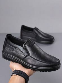 Men's Casual Sneakers, Loafers, Slip-On Flat Shoes, Non-Slip Breathable Business Casual Shoes, Formal Dress Shoes - Black - View 4