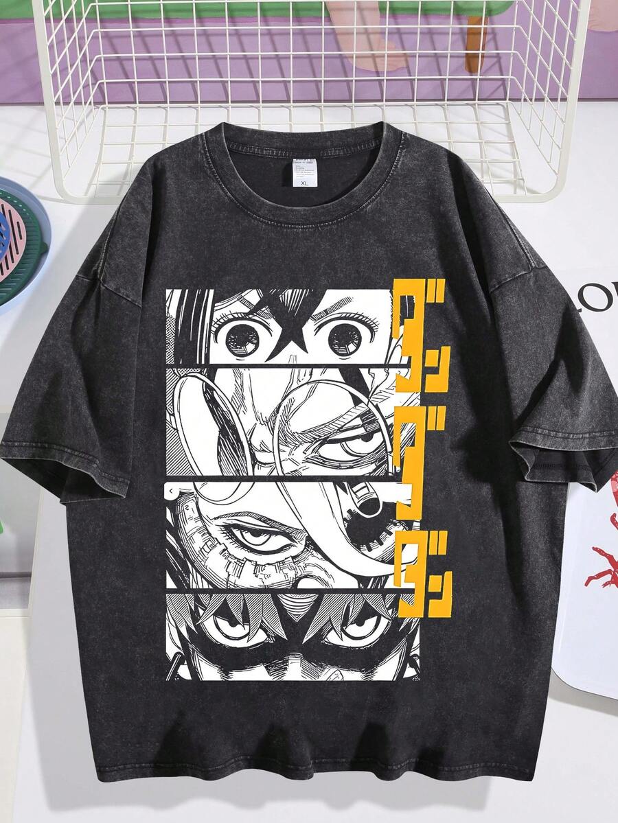 EWH Fashion, Men's, Anime, T-Shirt, Pattern, Street Style, Comfortable And VersatileDG004 - màu đen - Xem 1