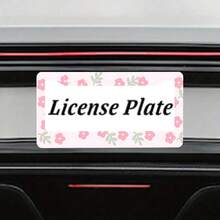 1pc Pink Flower Pattern 2-Hole License Plate Frame, Aluminum Material, 12x6 Inches With Screw Set, Retro Novelty Car Decoration, Standard US License Plate Size - 12x6 inch - Xem 7