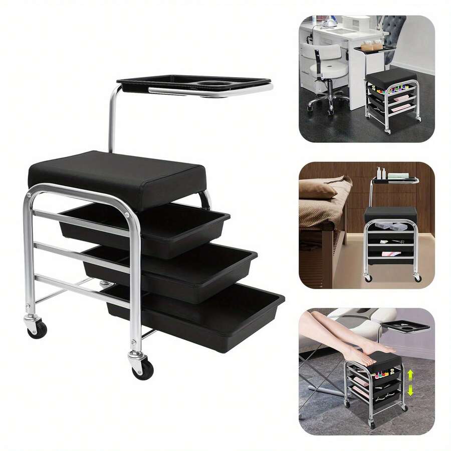 YUNRUX Storage Island & Carts - Black - View 1