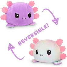 TeeTurtle - The Original Reversible Axolotl Plushie - Black + Pumpkin - Cute Sensory Fidget Stuffed Animals That Show Your Mood - Perfect For Halloween! - Axolotl nhuộm màu tím - Xem 3