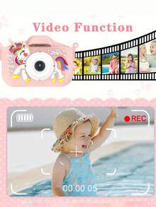 Kids Camera Toys For 3-8 Year Old Girls Boys,Children Digital Video Camcorder Camera With Cartoon Soft Cover, Best Chritmas, Thanksgiving, Birthday Festival Gift For Kids - 32G SD Card, Card Reader Included, Kids Toys - 粉色 - 查看 6