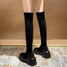 Bottes hautes à talons pour femmes, idéales pour l'automne/hiver, qui affinent la silhouette et se portent avec des robes. - [Semelle souple alvéolée améliorée] - Voir 5