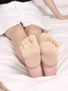 1双/3双女士纯色海绵垫防滑防摩擦隐形五趾脚垫，适合日常使用，秋季袜子 - 彩色 - 查看 9