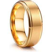 Milacolato Stainless Steel Wedding Rings For Men Women 8MM Mens Wedding Band Silver/Black/Gold Engagement Mens Rings, Matte Surface Polished Edge Men Ring Jewelry Comfort Fit 6-14 - 彩色 - 查看 47