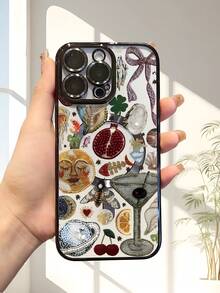 Diamond Planet Letter Child Phone Case For IPhone 15 Series / 15 / 15 Pro / 15 Pro Max / 14 / 14 Pro / 13 / 13 Pro – Cute Spooky Design With Bat & Moon, TPU Soft Shell With Electroplating Lens Protection, MagSafe Wireless Charging, Anti-Scratch Case For Girls & Teens - 黑色 - 查看 5