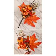 Ramo de hojas de arce en maceta para otoño/Halloween/Acción de Gracias, ramas de decoración verde variada de Halloween para agregar ambiente festivo