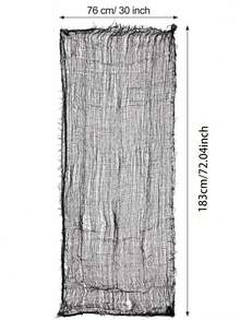 1pc Spooky Black Gauze Curtain For Halloween - Perfect For Haunted House, Nightclub, And Escape Room Decorations, Polyester Fabric, Halloween Decorations, Storage & Organization For Home & Garage - Black - View 9