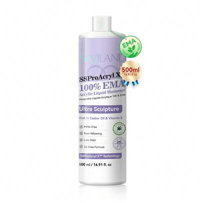  SAVILAND 500ml Monomer Acrylic Liquid: 100% EMA Monomer For Acrylic Nails Extra Large Capacity Low Odor Non-Yellowing For Acrylic Powder Acrylic Nails Application Nail Extension Carving