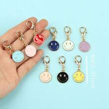 9 件/18 件混色欢乐脸珐琅吊坠配合金龙虾扣钥匙扣 - 非常适合背包、手机壳、包袋配件和汽车后视镜饰物、钱包配件