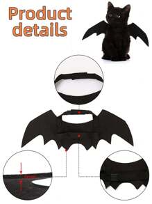 1pc Halloween Pet Bat Costumes - Adjustable Harness Fits Cats & Small Dogs - Puppy Collar Leads Cosplay Bat Costume For Pet Halloween Party Favors