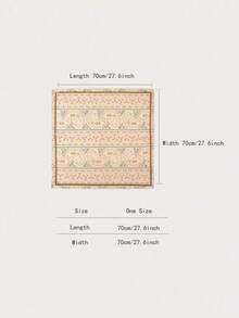 1 Pc Simple Print 70 Square Scarf, Women Bandana Style Waist Tie Accessory Or Wrap, Fashionable Scarf Women, Spring Dress - 卡其色 - 查看 2