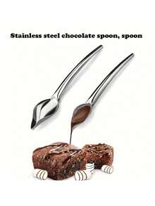 2pcs Stainless Steel Chocolate Spoon With Floral Decor Filter, For Baking Pastry Cake Tools. Essential Filtering Spoon (Assorted Size)