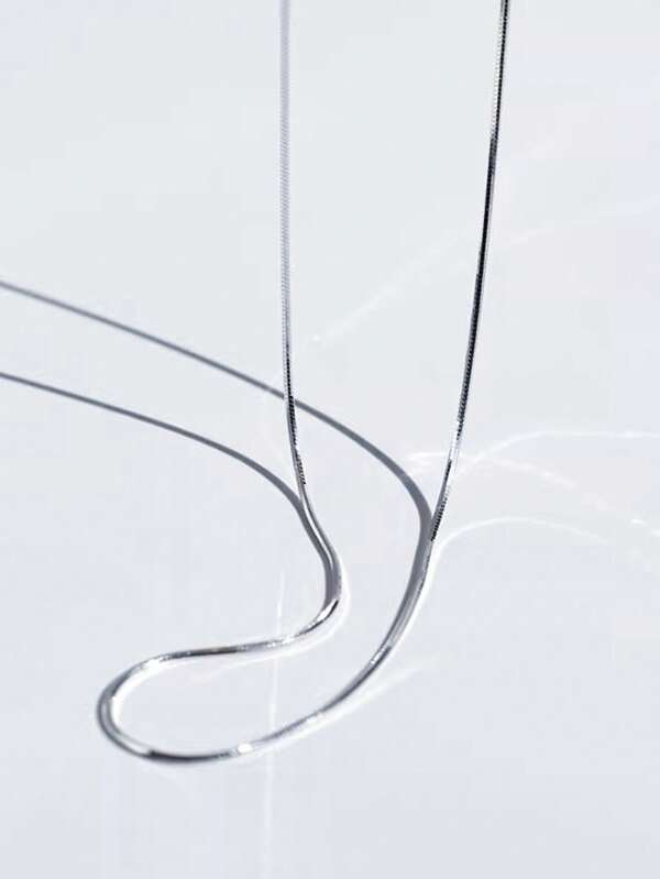 1pc S925 Silver Snake Bone Necklace, Fashion Unisex Necklace, Elegant Romantic Accessory Suitable For Daily Wear, Party, Banquet And Music Festival