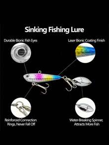 GOTURE 4pcs Fishing Lures Sinking Metal Spoons Micro Jigging Bait Fishing Spinner Blade For Bass Fishing Lure Kit With Tackle Box - Multicolor - View 2