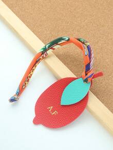 1 pieza Llavero personalizado con iniciales y forma de fruta con cuerda de satén colorida, monograma dorado personalizado de cereza como accesorio para bolsas, llavero personalizado y lindo en forma de manzana, melocotón, limón, mango, pera como accesorios para bolsos, regalo para mujer para boda o San Valentín - Multicolor - Ver 40