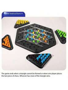1pc Funny Chain Triangular Chess Board Game, Family Leisure Party Multiplayer Competition Entertainment, Used For Logic Thinking Practice, Birthday, Christmas Gift [Accessories, Packaging Color And Text Random] - Black - View 3