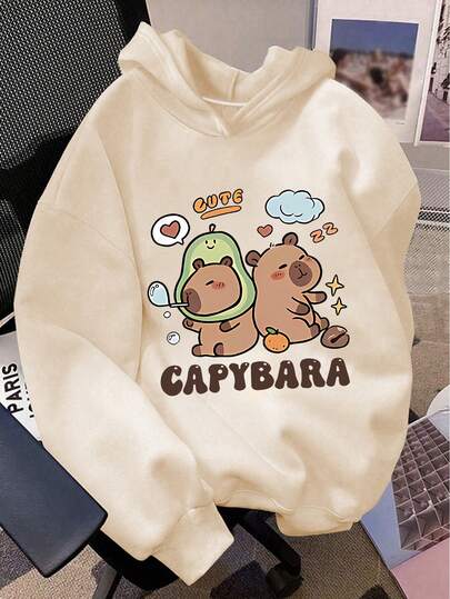 1 Piece Of Girl's Long Sleeved Hooded Pullover With "Finless Porpoise" Print Pattern, Providing A Comfortable, Fashionable, And Casual Autumn And Winter New Top For Young Girls/Week Girls/Teen Girls