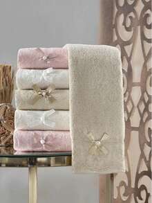 Made In Turkey – Bow 6-Piece Soft & Shiny Hand Towel Set | Kitchen Towels | 30x50 Cm