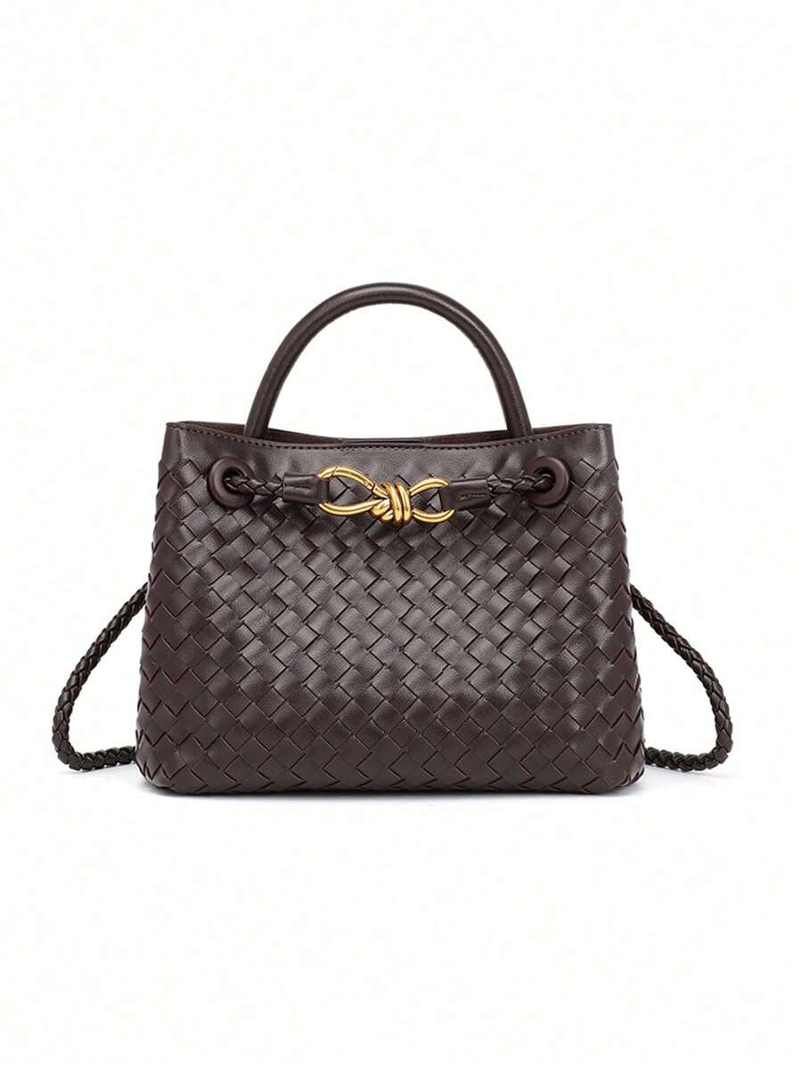 女士时尚编织图案手提水桶包，品牌包优雅女士手提包，优雅礼品包，奢华女士手提包，别致女士斜挎包，女士单肩包，适合女孩、大学生、办公室女士、中年妈妈日常通勤、购物、购物、办公室、上课、聚会、约会、晚餐包，适合户外玩耍 - 彩色 - 查看 1