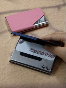 Porta Tarjetas de Visita Personalizado con Nombre, Estuche Porta Tarjetas de Visita Personalizado, Organizador de Tarjetas de Visita Personalizado, Porta Tarjetas de Visita de Cuero Personalizable, Regalos de Cumpleaños, Regalos del Día de San Valentín, Unisex, Moda, Portátil, Padre, Jefe, Colega, Madre, Amigo - Estilo A - Ver 5