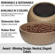 -Friendly Bamboo Pet Bowl Set -  Food & Water Dishes For Dogs & Cats - Dishwasher Safe, Non-Tip Design - Medium Size (Coffee-Brown) - Yến mạch màu be - Xem 11