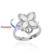 1PC Zirconia Rotatable Four Leaf Clover Anxiety Rings For Women Stainless Steel Anti-Stress Ring Aesthetic Jewelry Gift
