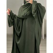 1 件蝙蝠袖长袍，穆斯林伊斯兰女装，适合日常穿着，四季皆宜 - 彩色 - 查看 15