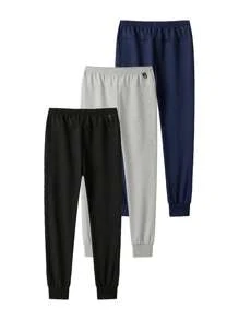 3pcs Men's Drawstring Elastic Waist Jogger Sweatpants, Lightweight Flexible Sports Trousers, Breathable And Minimalist Design