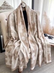 1 pezzo Elegante sciarpa in jacquard floreale con fili d'oro, scialle versatile da donna per ambienti climatizzati, indumento esterno per primavera/autunno, adatto per abbinamenti quotidiani e uso all'aperto con abiti - Multicolore - Visualizzare 14