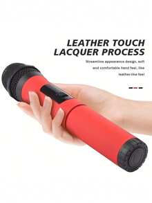 LMBGM Professional Wireless Microphone 800mAh Battery Leather Lacquer Craft Home KTV Outdoor Portable Singing Performance Microphone Handheld Microphone System - Red - View 8