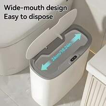 Smart Trash Can With Automatic Sensor Lid - Hands-Free Operation, Touchless Closure, Space-Saving Wall Mount, Odor-Sealing Technology - Ideal For Bathroom, Kitchen, Office - Battery-Powered (Batteries Not Included) - Modern White Design, Small Bathroom Trash Can, Spacesaving Waste Bin, Contemporary Aesthetics, Sleek Plastic Bin, Smooth Powder Coat