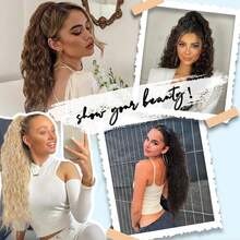 Ponytail Extension, Claw Clip On Pony Tails Hair Extension For Women 28 Inch Long Wavy Curly Fake Ponytail Clip In Hair Pieces For Women Fluffy Natural Looking (Blond To Light Blonde),10049385