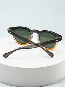 1 件男士椭圆形镜框简约时尚眼镜（适合驾驶、旅行、休闲、度假、户外活动、日常使用） - 上灰下黃框綠片 - 查看 4