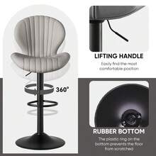 Nalupatio Modern Bar Stool, Adjustable Swivel Bar Stool, Bar Height Bar Stool With High Backrest, Easy To Assemble, Suitable For Restaurant, Kitchen,Light Gray - Màu Xám nhạt - Xem 7