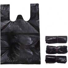 200pcs Plastic Trash Bags, 18cm*29.3cm, Garbage Bags With Handles, Suitable For Office, Car, Kitchen, Bathroom, Home, Living Room, Dorm And School - Black - View 5