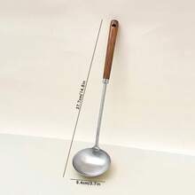WORTHBUY 304 Turner de acero inoxidable con de madera resistente al calor largo cucharón de sopa espátula utensilios de cocina H5XW - Cucharón marrón oscuro - Ver 7