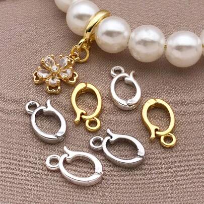 2/4/6 件 18K 镀金铜椭圆形可打开通用连接器，珠宝制作 DIY 配件，适用于珍珠项链和手链