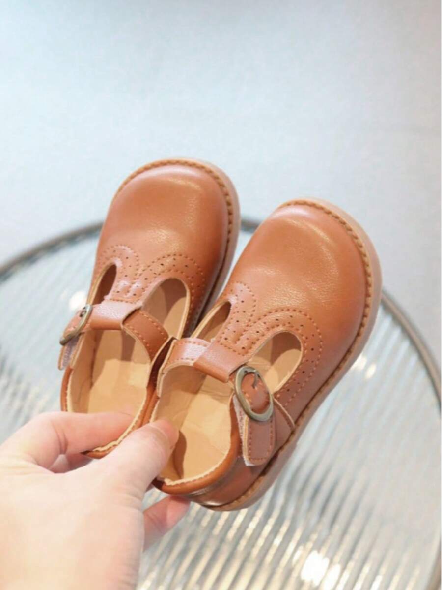 Girls Doll Shoes Classic Retro Wedding Party Round Toe Comfortable - 棕色 - 查看 1
