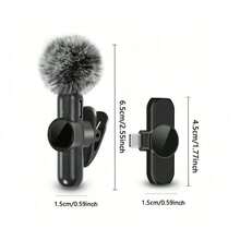Professional Wireless Lavalier Microphone For Smartphones, Plug And Play Wireless Microphone For Video/Audio Recording, Clip-On Lapel Microphone For Interview/Vlog/Teaching - Matt Black - View 8