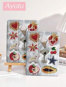 Ayotu 薄纱底座，串珠刺绣，心形，大象，iPad 保护套兼容 iPad 10.2 英寸 2021/2020 iPad 第 9/8 代，兼容三星 Galaxy Tab A8 10.5 英寸 2022，兼容华为 Matepad 10.4/Tab，带笔架，支持自动睡眠/唤醒盖，时尚保护套