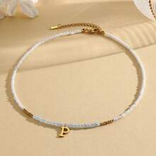 Magic Fish 1 件树脂仿珍珠简约 26 个字母吊坠项链，可定制情侣、朋友、同学的名字