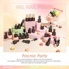 ROSALIND 24 Pcs Jelly Gel Nail Polish Set Long Lasting 20 Bottle Sheer Nude Pink Shade UV Gel Polish With 4 Bottle Base Top Coat Matt Glitter Top Coat Gel Nail Kit For Women Girls DIY Nail Art Design - RRTC24-013 - 查看 6
