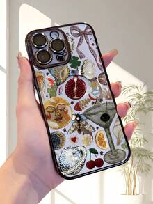 Diamond Planet Letter Child Phone Case For IPhone 15 Series / 15 / 15 Pro / 15 Pro Max / 14 / 14 Pro / 13 / 13 Pro – Cute Spooky Design With Bat & Moon, TPU Soft Shell With Electroplating Lens Protection, MagSafe Wireless Charging, Anti-Scratch Case For Girls & Teens - 黑色 - 查看 7